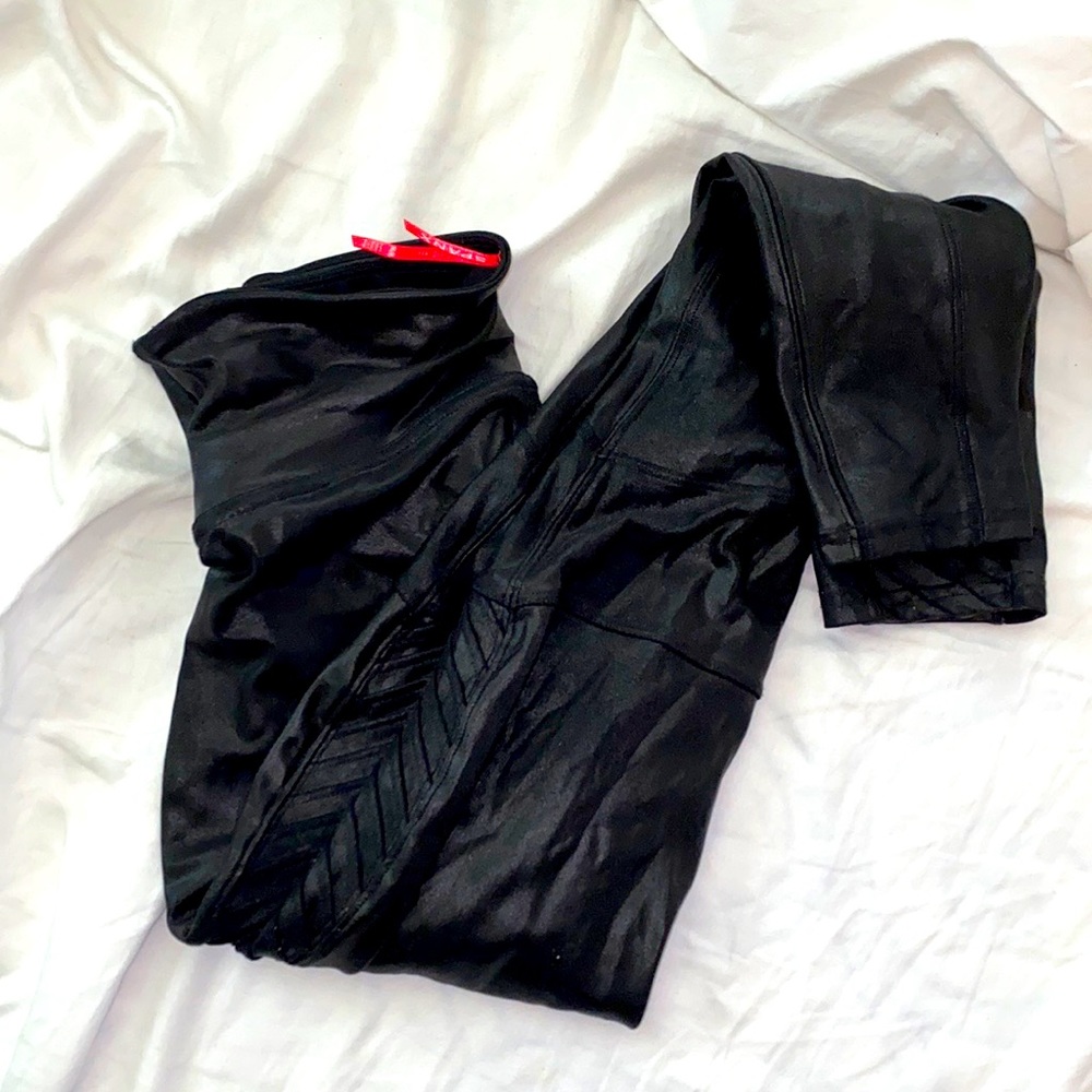 *SOLD* SPANX Motto Black Faux Leather Leggings